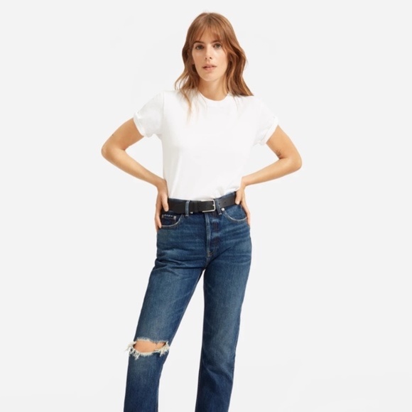 Everlane 90s Cheeky Jean 24 Crop Distressed Indigo LIKE NEW - Picture 4 of 12